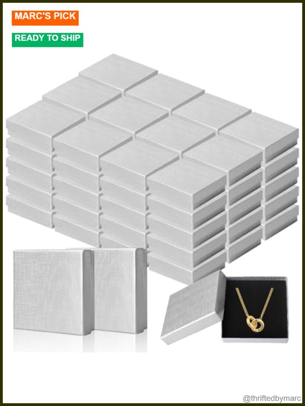 60 Pack Silver Jewelry Gift Boxes 3.5 Inch Ring Boxes With Lids